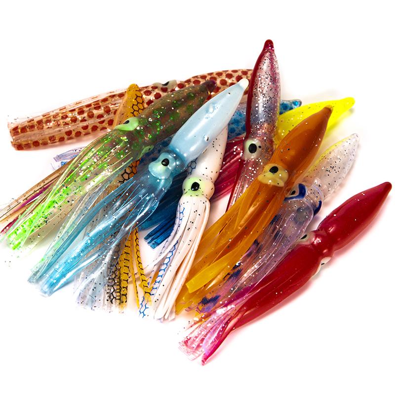 10 Pcs 8Cm Soft Lure Squid Artificial Bait Lures Octopus Tuna Sailfish Baits