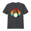 Retro Vintage Cool Cartoon Shark With Sunglasses Sunset Striped Print Casual T Shirt Vintage Slightly Fashion Versatile