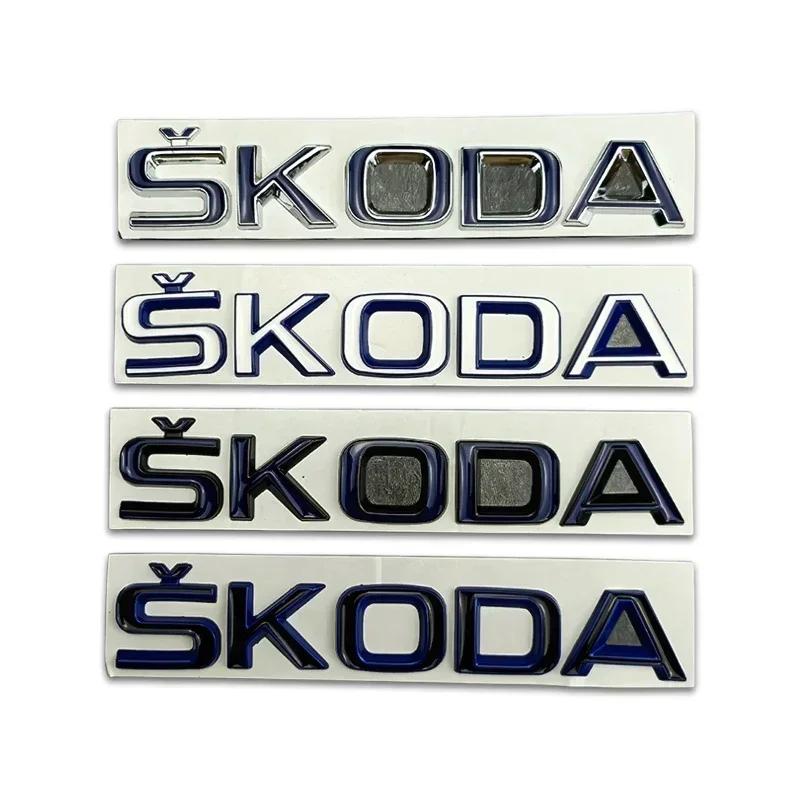 ZDVK6 Metal Rear Trunk Emblem for Skoda Logo VRS Yeti Octavia Kamiq Kodiaq Karoq Superb Fabia Rapid Car Logo Stickers Badge Decals