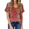 Женская летняя модная повседневная блузка с V-образным вырезом и коротким рукавом с принтом