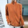 Standing Collar Zip Knitted Cardigan Women's Short Jacket Turtleneck Sweater Loose Casual Tops