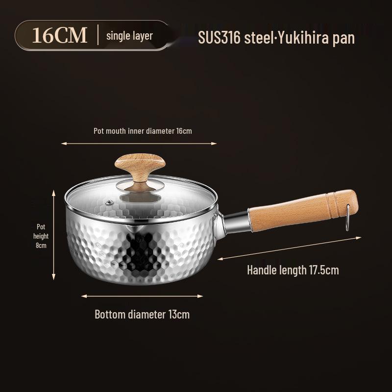 Ковш Юкихира из непокрытой нержавеющей стали – Кастрюля для детского питания и супа рамен