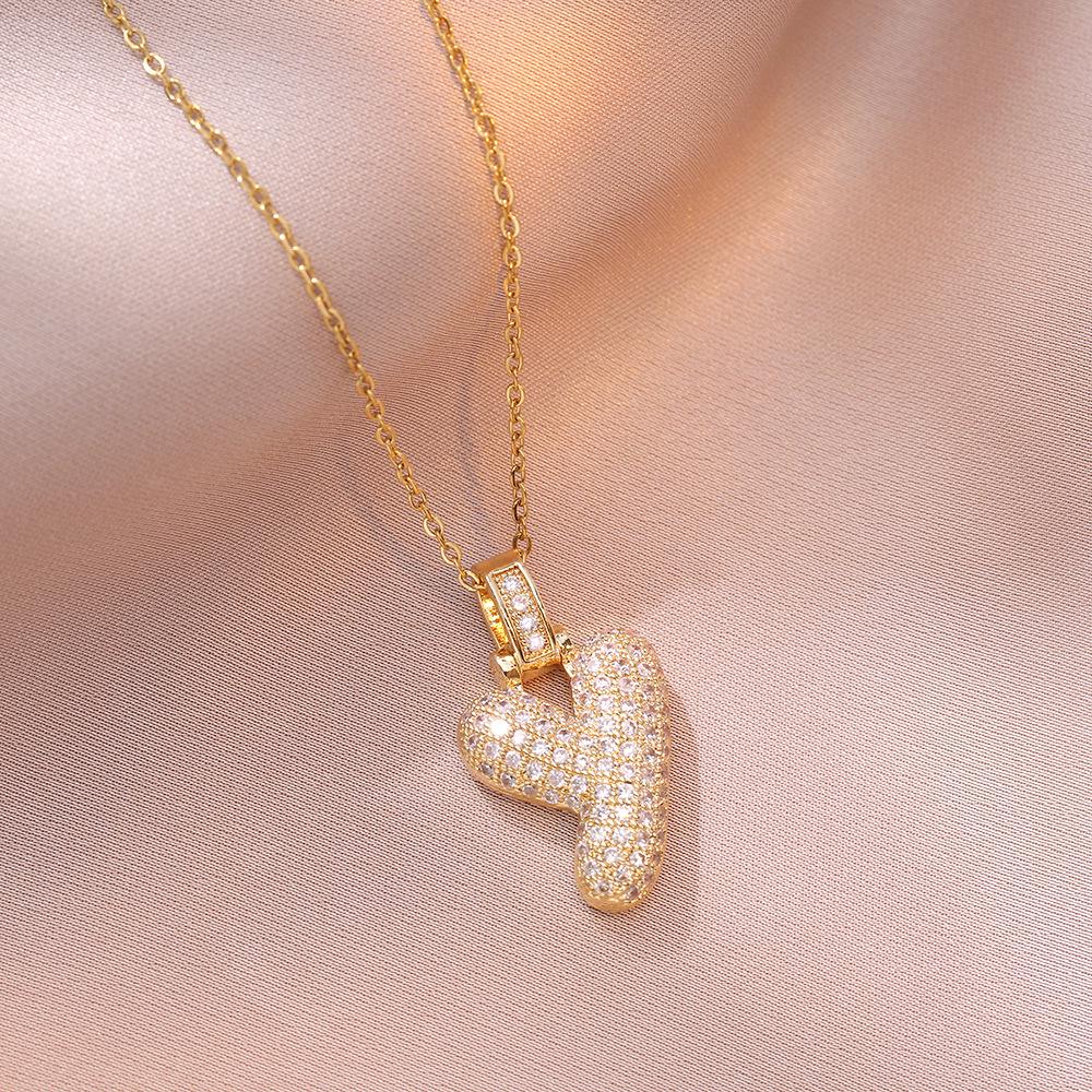 Женское ожерелье в европейском и американском стиле из меди и циркония с инициалом - Модная ключичная цепочка