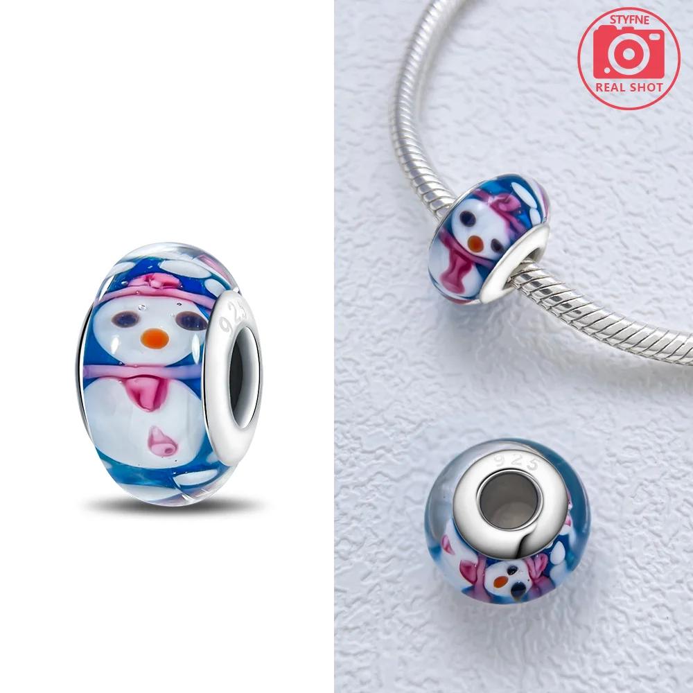 925 Silver Bracelet Women DIY Gift Murano Jewelry with Flower Blue Star Green Turtle Glass Beads