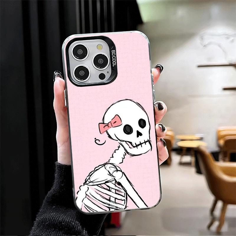 Розовый Стиль Череп Ведьма Ударопрочный Чехол для Телефона для iPhone 17 Air 16 16E 15 Pro Max 14 Plus 13 Mini 12 Задняя Крышка Противоударный Fundas