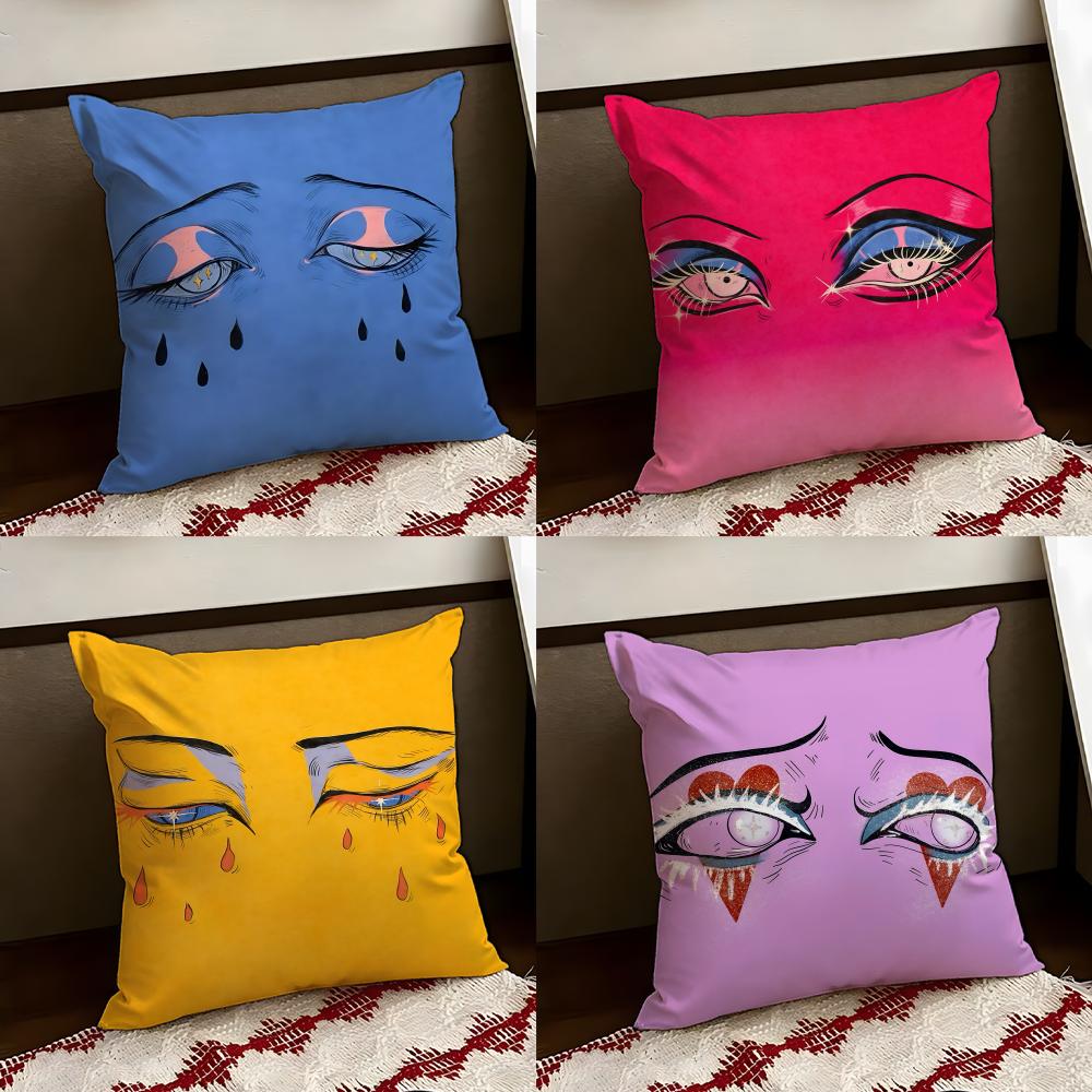Dark Melancholy Eyes Cushion Cover Reversible Soft Durable Pillow Cover Home Car MultiScene Use for Daily Comfort
