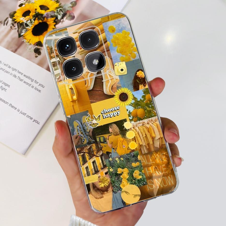 Чехол для Xiaomi 14T Pro Стильный чехол с рисунком цветов 6,67'' Прозрачный силиконовый чехол для телефона Для Xiaomi Mi 14T 14TPro Mi14T Мягкий чехол