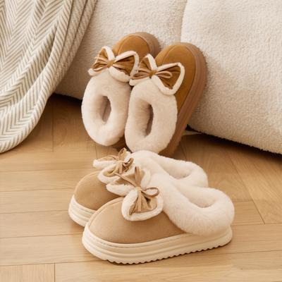 Зимние женские хлопковые тапочки плюшевые теплые на толстой подошве шлепанцы дышащие мягкие нескользящие тапочки