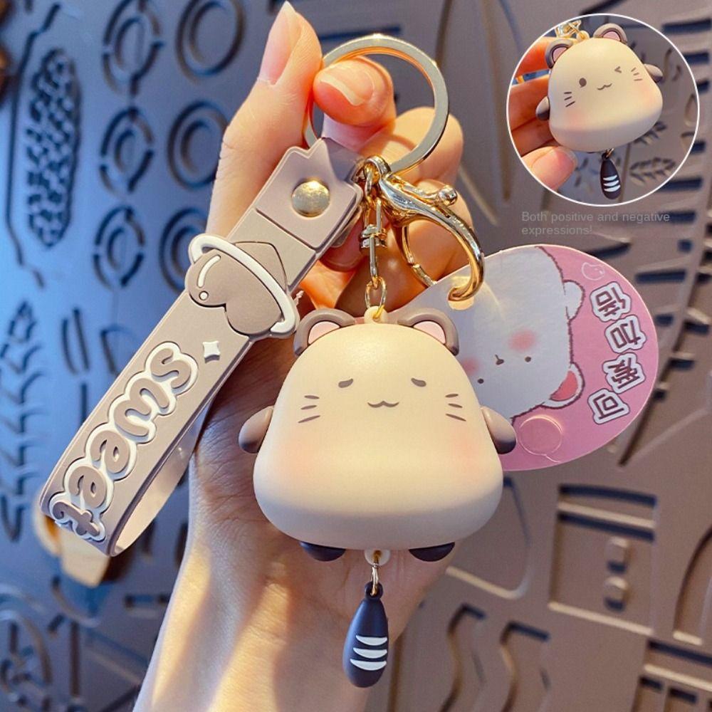 Decoration Cute Cat Keyring Double-Sided Hamster Pendant Siamese Cat Keychain  Men Women