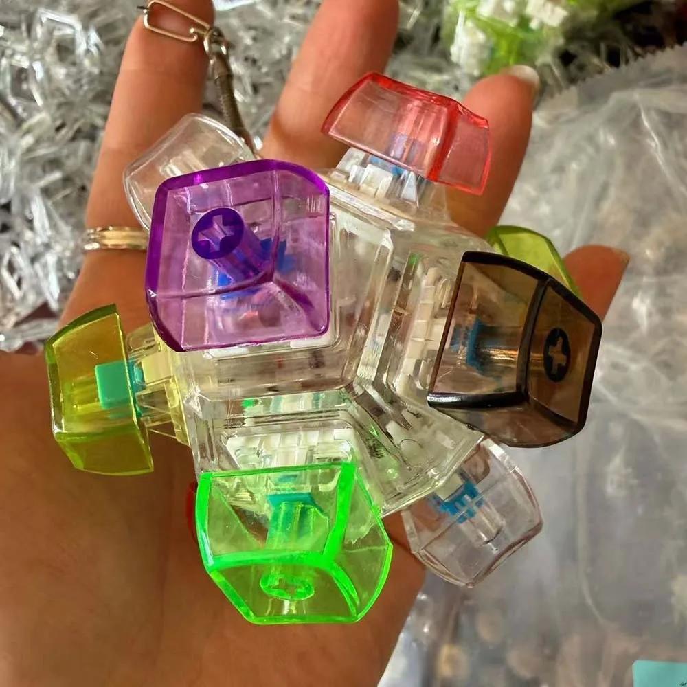 Hot Original Multi-Style Led Light-Up Keycap Keychain Clicker Fidget Toy Stress Relief Portable Desk Accessory For Kids Adults