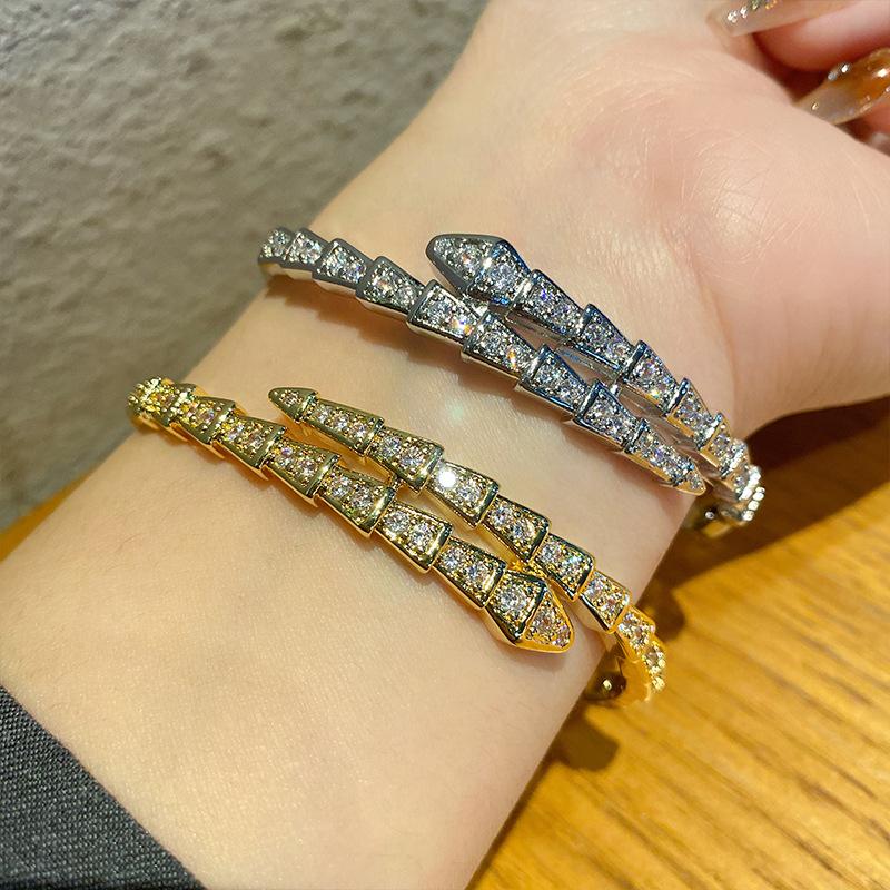 Half Snake European and American Hot Selling Copper Plated T-shaped Zircon Women's Bracelet