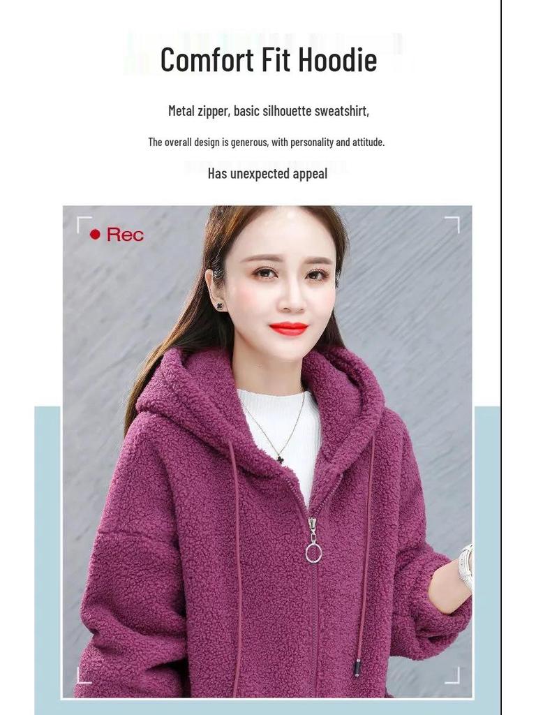 Women's Six-Color Teddy Fleece Hoodie: Korean Style, Plus-Size, Thick Autumn/Winter Cardigan