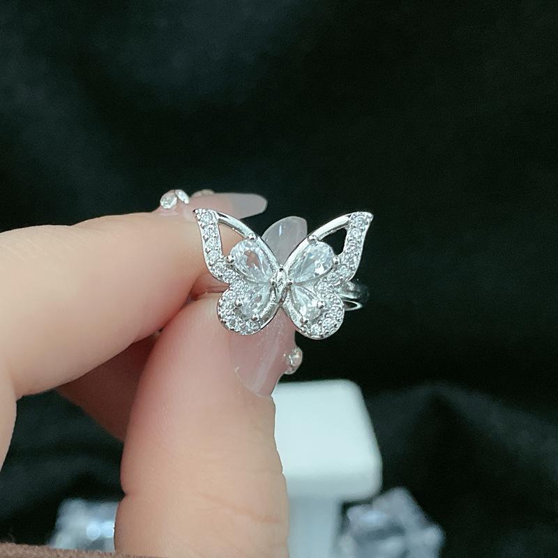 Элегантное открытое кольцо с бриллиантом «Бабочка» — роскошный и модный дизайн для женщин