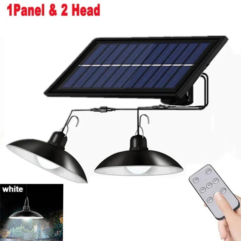 Подвесной светильник на солнечной батарее с одной головкой, светодиодный светильник в стиле ретро, уличный светильник с одной или двумя головками и дистанционным управлением для внутреннего и наружного освещения, уличный светильник