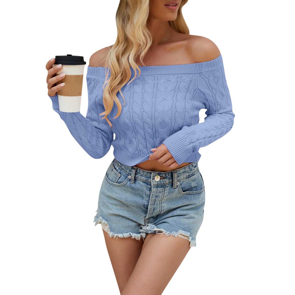 Женский модный однотонный сексуальный витой тонкий короткий вязаный кардиган на одно плечо