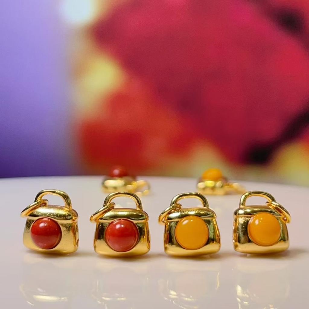 5Pcs, Aura Healing Gemstone Pendant with Golden Accents, Stylish Handmade Lock Shape Charms for Jewelry Making DIY Necklace Materials 9×10mm