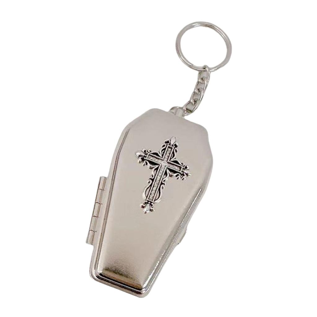 Gothic Coffin Keychain Unique Key Holder Pendant Necklace Metal Texture Perfect for Fashion Enthusiasts and Everyday Use