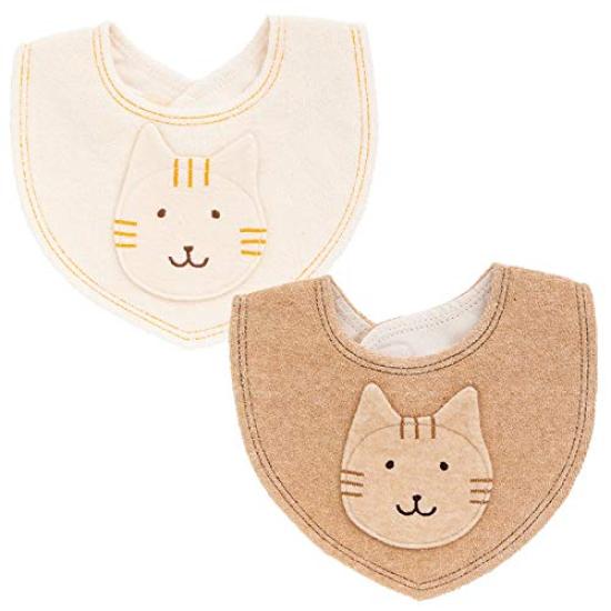 Y-1288 Тыквы БЕЙБИ 100% Органический Хлопок [Кошачья Серия] Мини-слюнявчик с Кошкой Сделано в Японии (натуральный)