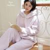 Теплый велюровый домашний костюм женский кардиган с капюшоном на молнии комплект можно носить на улице, удобная и теплая утолщенная пижама, новые зимние модели