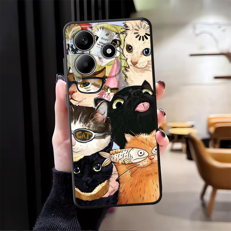 Чехол для телефона для Xiaomi Redmi Note 14 A3 14C 10 12C 13C 13 Pro Plus K80 A1 A4 A5 9 8 7 12 11 K40 A1 A2 Мультяшный кот