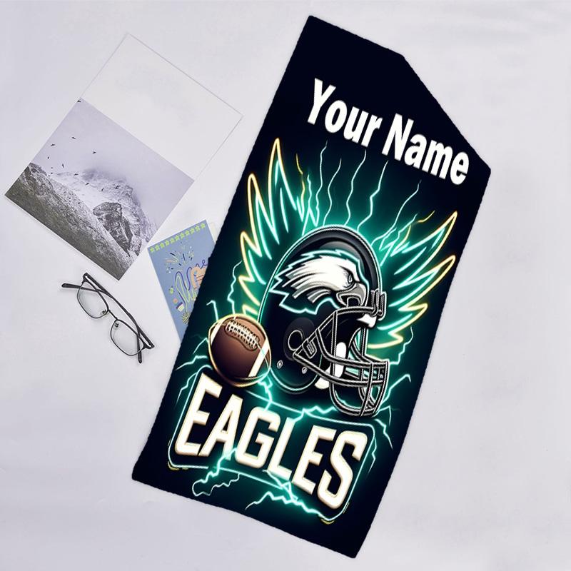 1pc Fashion Cool Eagle Logo2 Beach Towel with Custom Name, Beach/Swimming/Bath/Picnic/Camping Towel, Suitable for Seaside Beaches