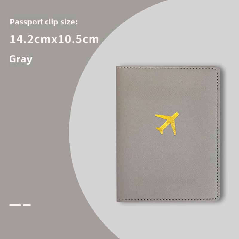 "PU Leather Luggage Tag & Passport Cover Set with Cross-Border Airplane Design"
