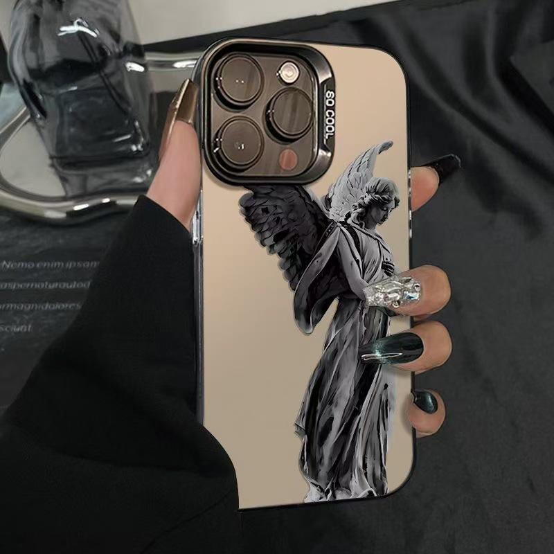 Angel Statue iPhone Case for 15Pro Max, 16Pro, 14Pro, 13 - European & American Design