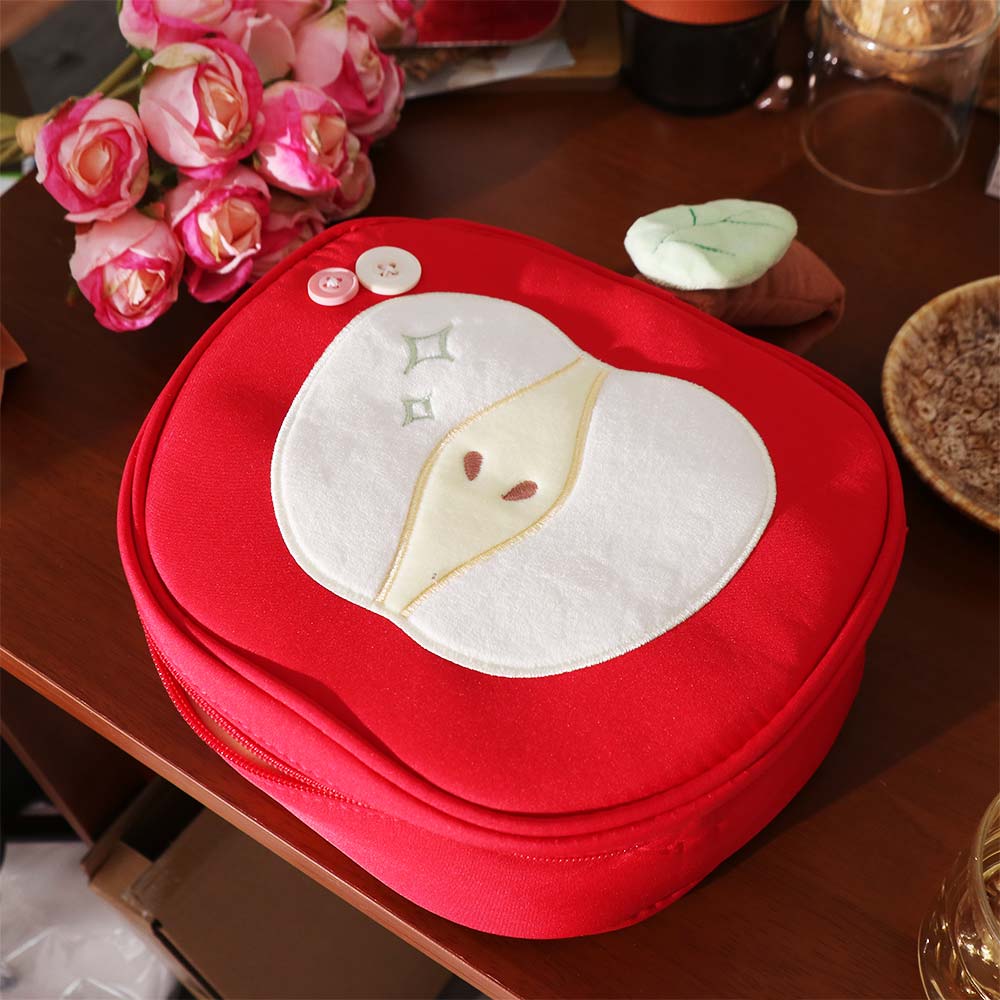 Red Fruit Makeup Bag Velvet Travel Cosmetic Bag Multifunctional Cute Handbag Trips