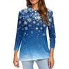 Women's Fashion Casual Lapel Short 3/4 Sleeve Christmas Print Shirt Women's Button Up Tops