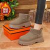 CRLAYDK Женские мини-сапоги для снега на платформе, зимние теплые на подкладке из искусственного меха, замшевые, для дома и улицы, короткие, противоскользящие, классические ботильоны до щиколотки