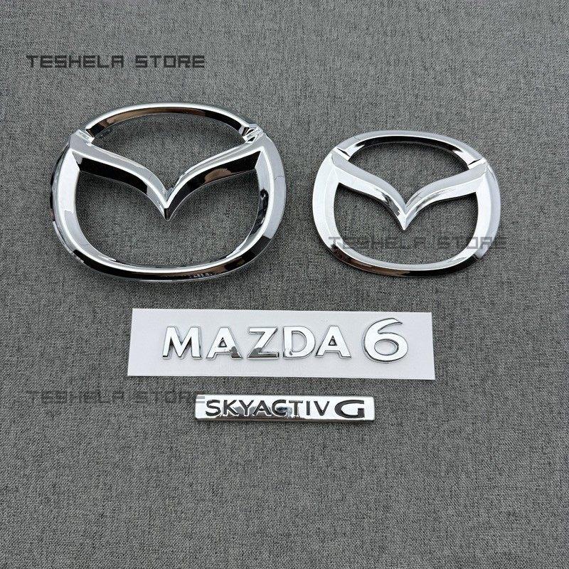 Front Grille Rear Trunk Emblem Badge Logo Black Chrome Base For MAZDA6 2020 2021 2022 Rear Bumper Hood Trunk Logo Accessories bb1