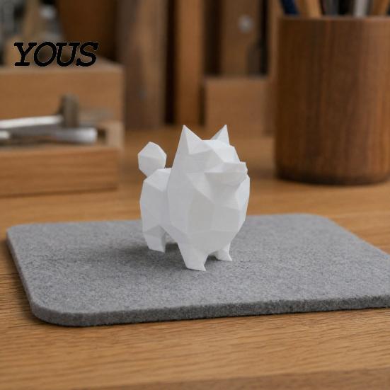 Орнамент для собаки Геометрическая Low-Poly Статуэтка, Мини-орнамент 3D-печать, Белая Милая Цельная Скульптура Фигурка Щенка, Современное Настольное Украшение для