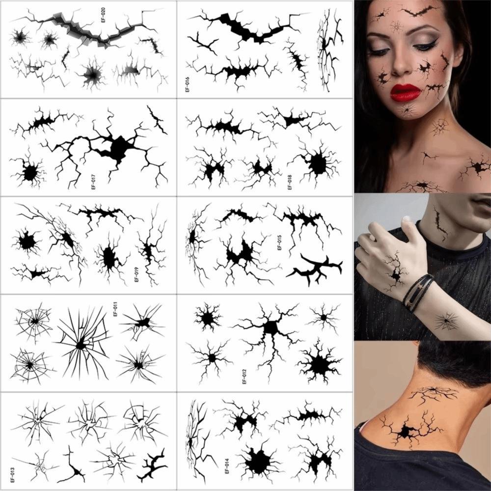 10pcs Body Makeup Halloween Tattoo Stickers Waterproof Spider Web Tattoos Makeup Performance