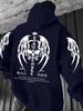 New European and American autumn men's Gothic skull letter print micro elastic comfortable hooded sweatshirt outdoor street top