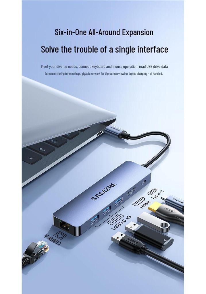 Mountain Lake Type-C Multiport Dock: HDMI, USB, Ethernet, Six-in-One Converter and Splitter