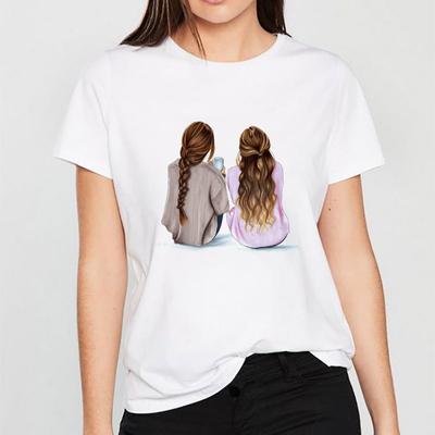 Женская летняя футболка в стиле Харадзюку Camiseta Mujer, футболки с рисунком «Лучший друг», корейские топы Kawaii, уличная одежда