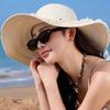 Straw Sun Hat Children's Large Brim Summer Breathable Straw Hat Seaside Beach Full Face Shading Sun Protection Hat Tide