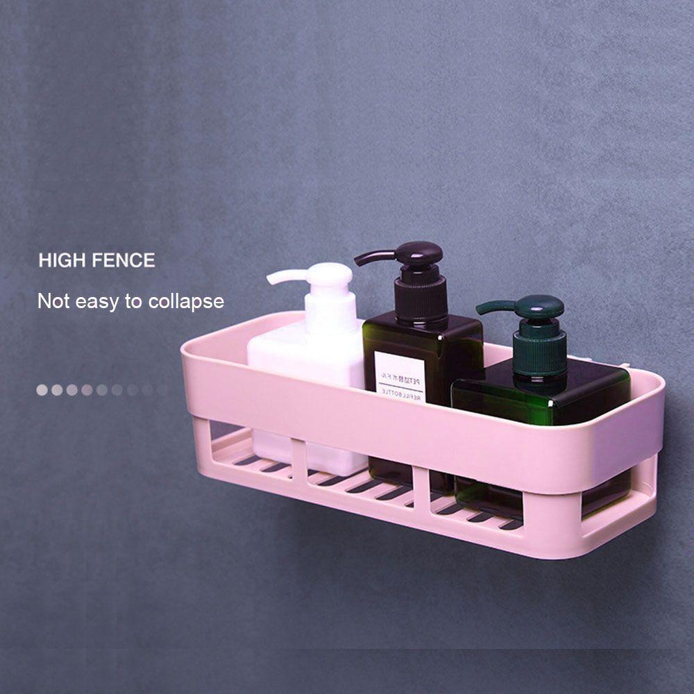 Shower Room Kitchen Adhesive Corner Storage Rack Bathroom Shelf Organizer Shampoo