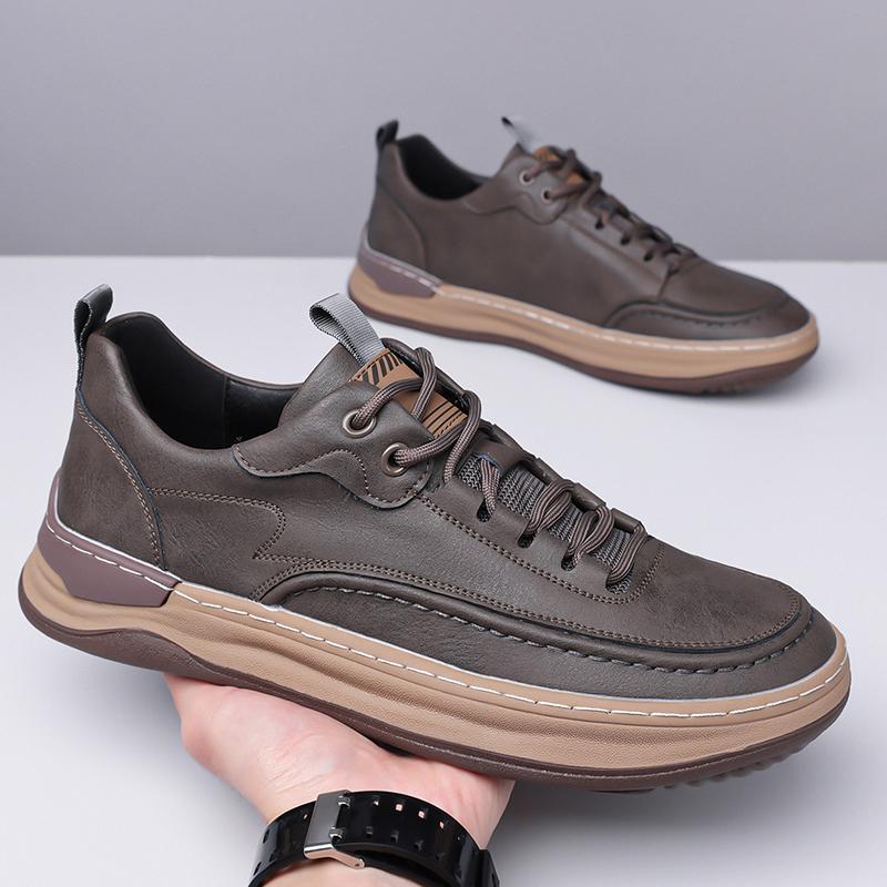 Fashion Non-Slip Basic Shoes for Men Outdoor Casual Leather Shoes British Style Male Treking Footwear Hot Sale Trainers Travel Sneakers