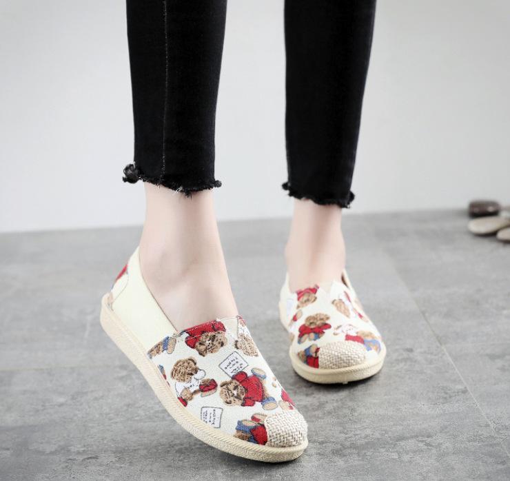 Новая модная обувь из парусины женская студенческая на плоской подошве повседневная рыбацкие туфли ленивая обувь