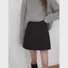 2023 New Korean Style High-Waist Black Woolen A-Line Skirt for Petite Women