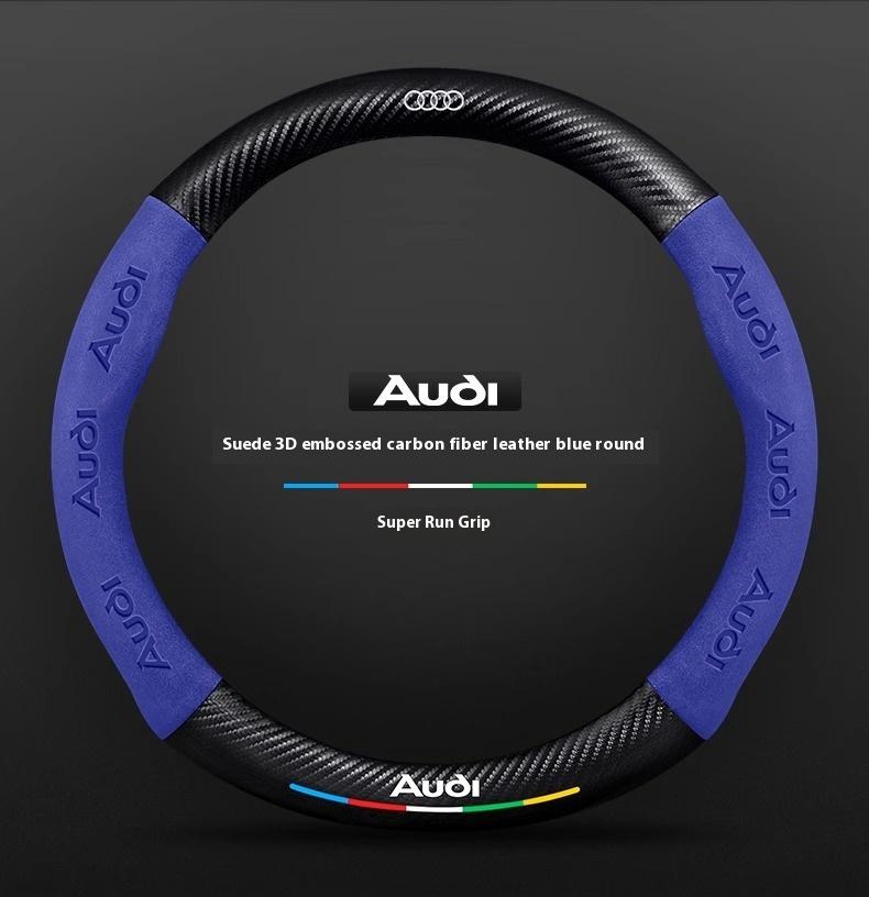 Для Audi RS3 Для Audi S3 S4 S5 S6 RS3 RS4 RS5 Q2 Q3 Q5 Q7 Q8 SQ5 TT A3 A4 A5 A6 A7 A8 Автомобильная противоскользящая замшевая карбоновая накладка на руль