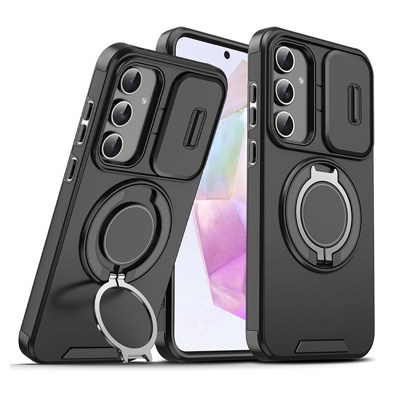Магнитный чехол для телефона для Samsung Galaxy A55 A56 A36 A26 A54 A14 A35 A25 A15 A16 5G Складная подставка Сдвижная крышка для защиты камеры