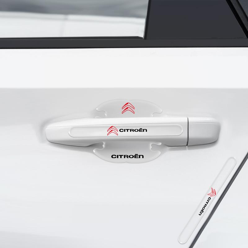 YJTHM1 Car Door Handle Bowl Protective Stickers Anti-collision Decor For Citroen C4 C3 C5 C1 C2 C6 Berlingo C-Elysee Cactus Picasso