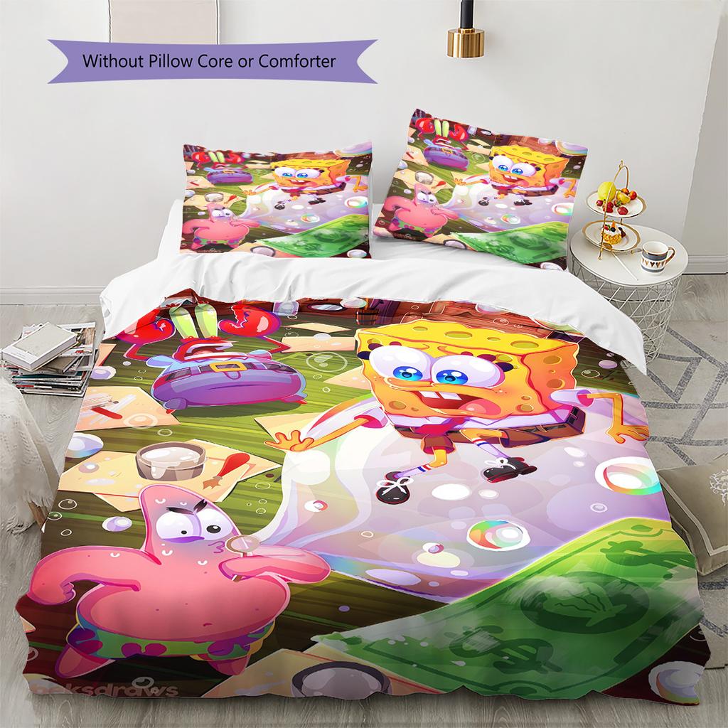 Animation Pattern Bedding Quilt Set Quilt Cover Pillowcase Home Decoration Birthday Gift (1 * duvet cover + 2 * pillowcase, without core)