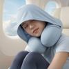 Foldable Design U-Shaped Neck Pillow Slow Rebound Hooded Neckrest Pad  Long Flights