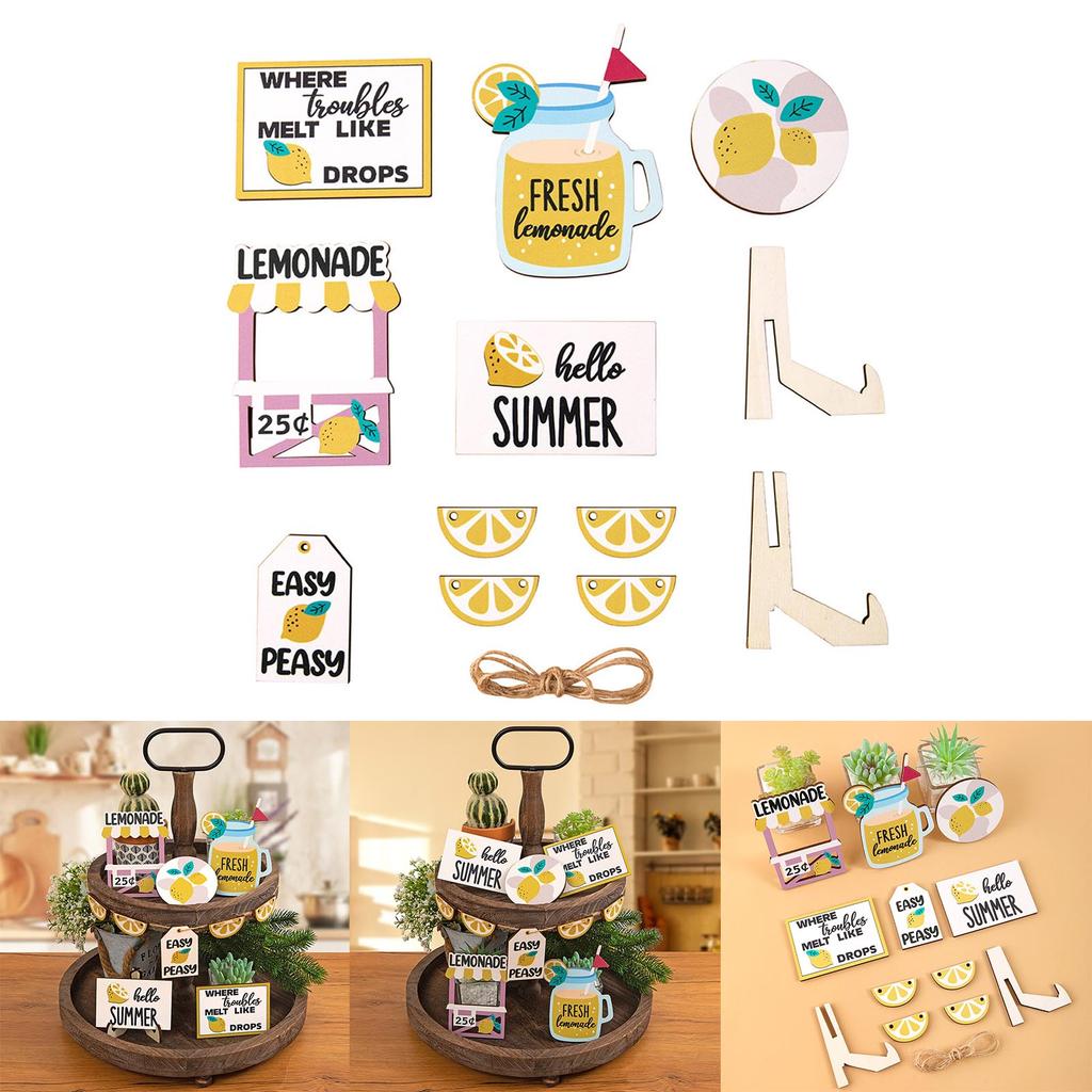 1 комплект, деревянный лимонный стиль, многоуровневый поднос, декор, изделия из дерева, украшения, принадлежности для фестиваля, праздника, Нового года, вечеринки, фон