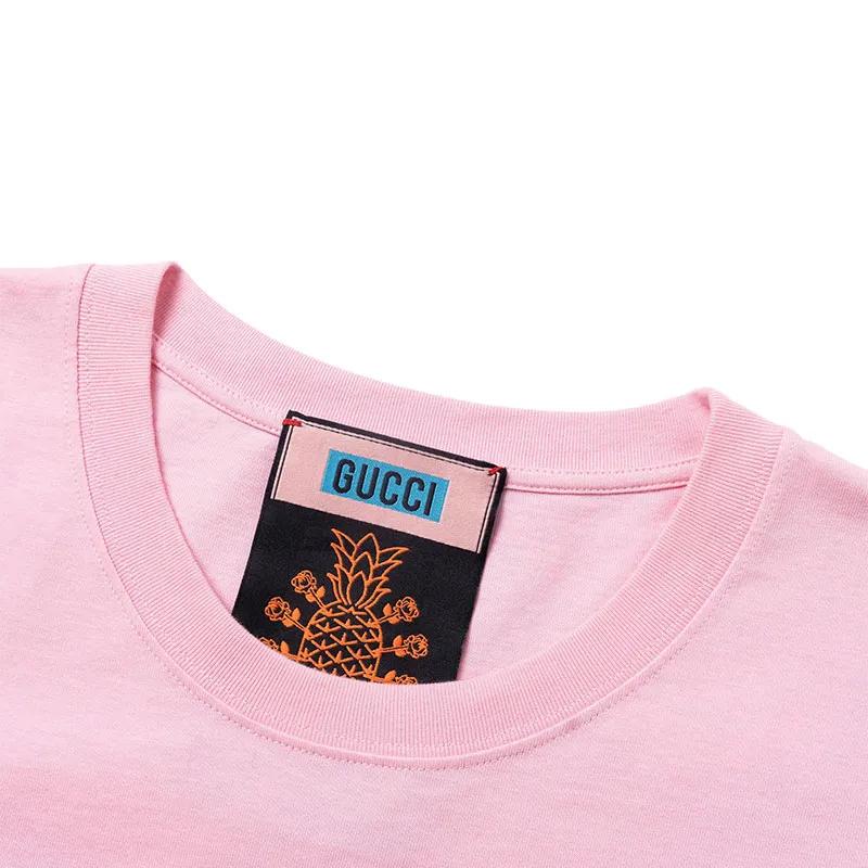 GUCCI T-Shirts Men's Pink Crew Neck Moderate (Unisex) T-Shirts 616036 XJD21 5904