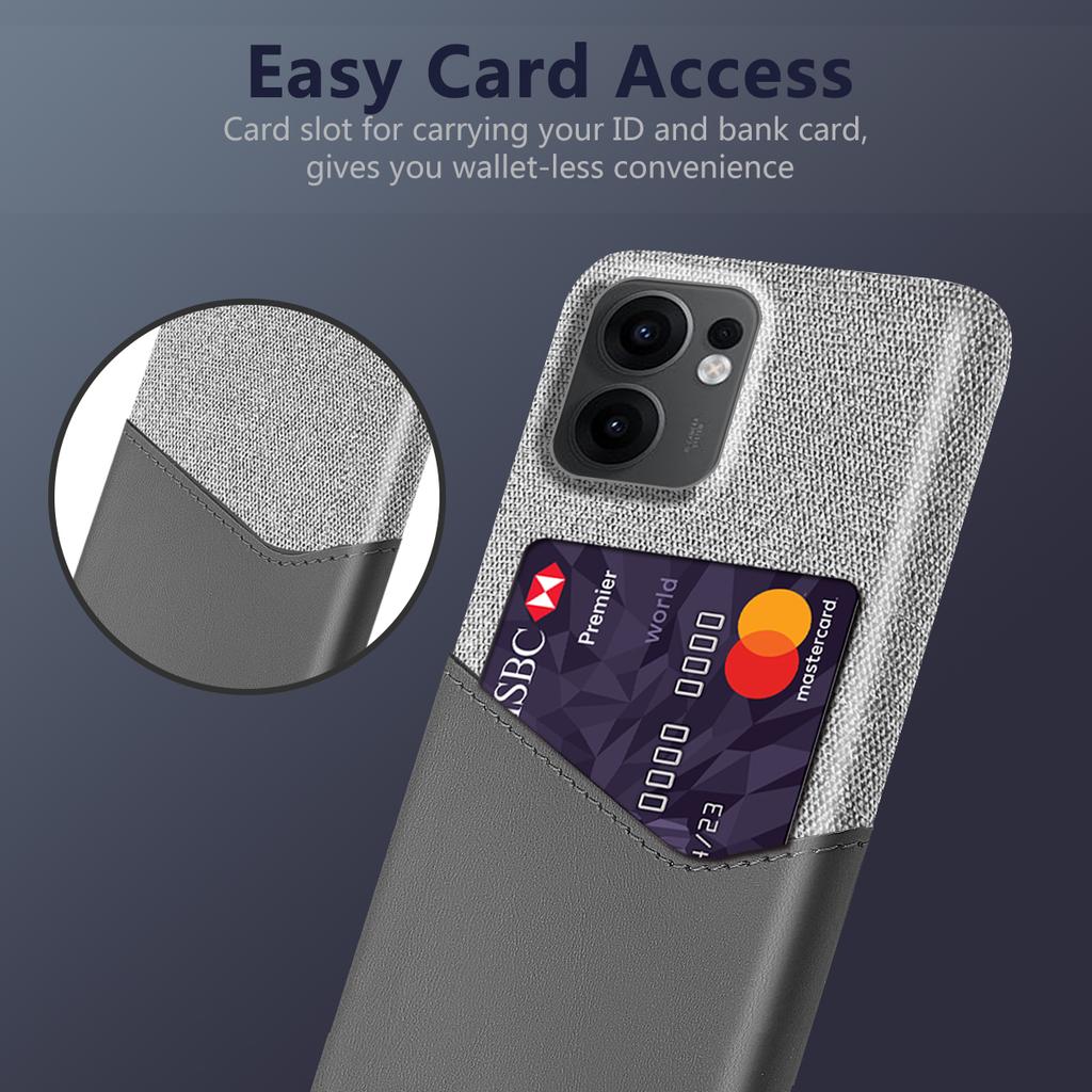 For Oppo Reno13 F 5G (Reno 13 FS 5G)/4G Case PU Leather Cloth Texture Hard PC Phone Cover with Card Holder