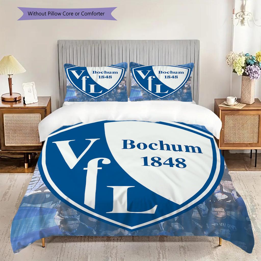 VfL Bochum 1848 Узор Комплект постельного белья Одеяло Покрывало Наволочка Домашний Декор Подарок на День Рождения (1 пододеяльник + 2 наволочки, без наполнителя)